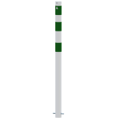 Barrier posts | as e-charging post protection |  76 mm | hot-dip galvanized and white powder-coated with 3 green reflective strips foil type RA1/A | for casting in concrete